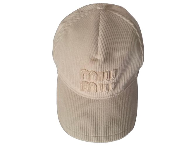 Miu Miu Corduroy Baseball Cap Beige 