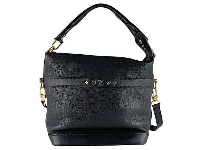 Bolsa de couro preta Louis Vuitton Preto