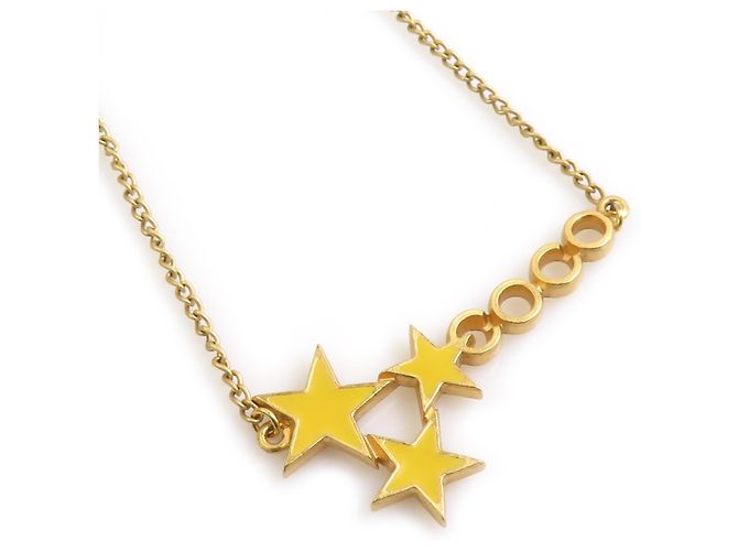 Collar de metal esmaltado COCO Star de Chanel Dorado Amarillo