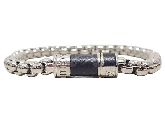 Louis Vuitton Bracciale a Catena Monogramma Eclipse Argento Metallico 