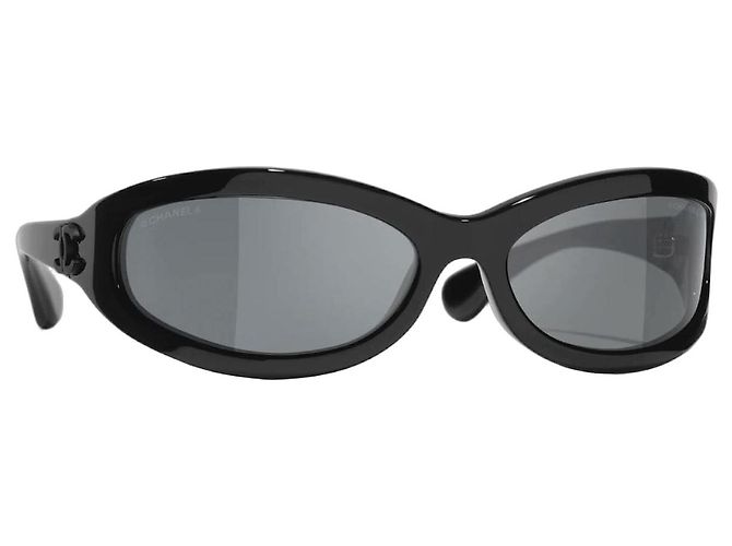 Chanel Black Oval Sunglasses