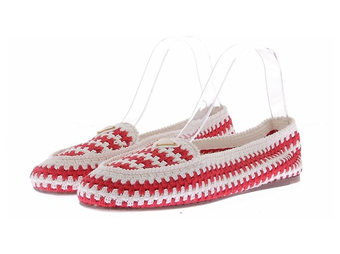 Prada Sapatilhas de crochê brancas e vermelhas Vermelho