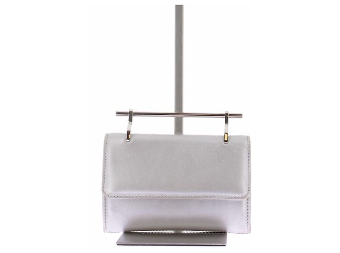 Borsa a spalla in pelle argentata M2malletier Argento
