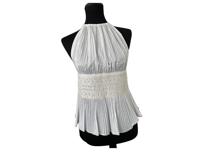 Top Chanel de algodão cor eggshell Fora de branco