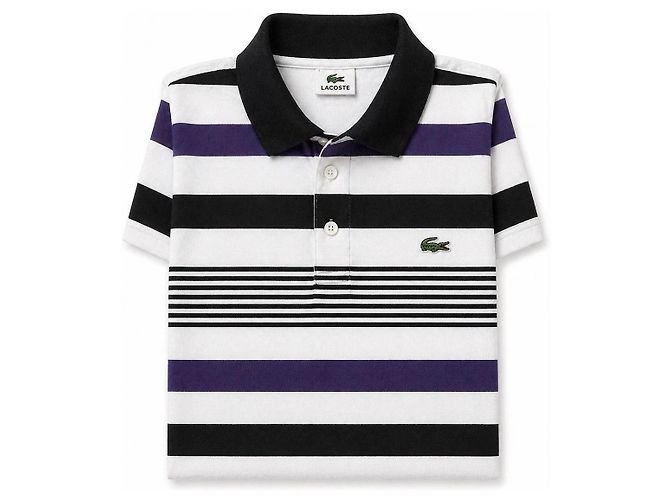 Polo Lacoste de rayas de algodón Blanco Morado Negro Multicolor Púrpura