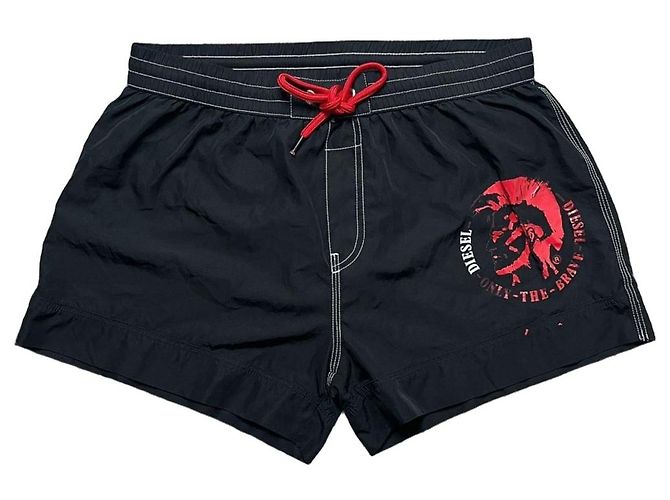Diesel Schwarze Badehose mit rotem Logo