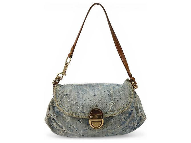 Louis Vuitton Monogram Denim Mini Pleaty Handtasche Blau