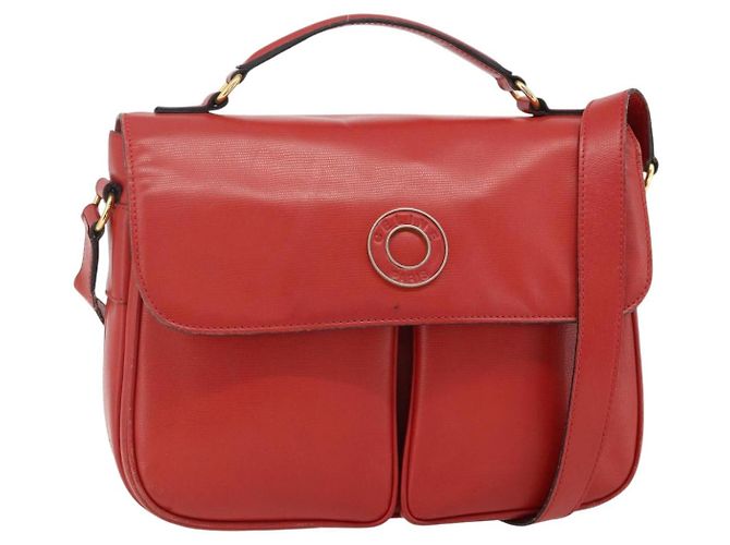 Bolsa de mão CÉLINE Circle em couro 2 em 1 vermelho ouro Auth YKZ1539A