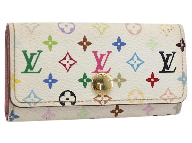 LOUIS VUITTON Monogram Multicolor Multicles 4 Key Case White M93731 Auth BA12181