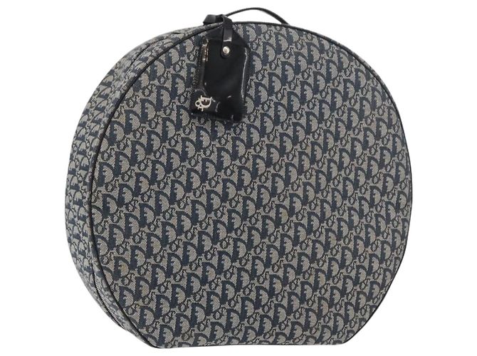 Christian Dior Trotter Canvas Handtasche Navy Silber Authentisch 165376 Marineblau