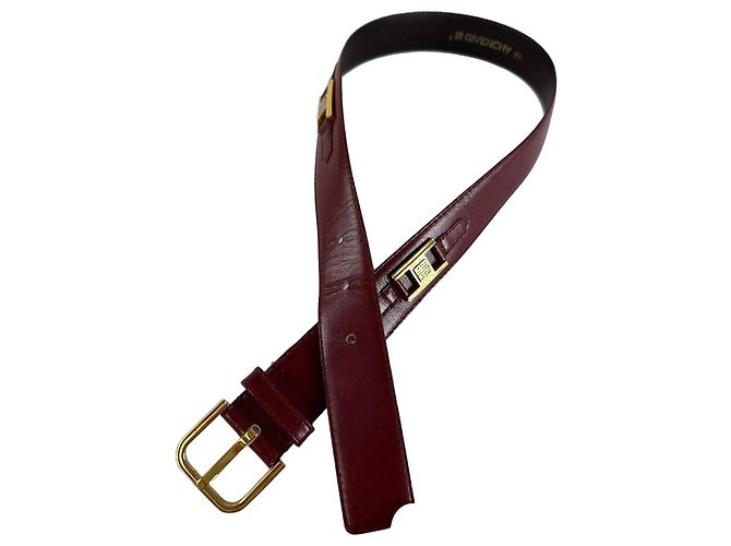 Cintura in pelle vintage Givenchy 4G logo bordeaux 65 Bordò