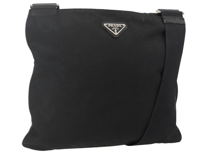 Borsa a Spalla PRADA Nylon Nero Argento Autentica 175343