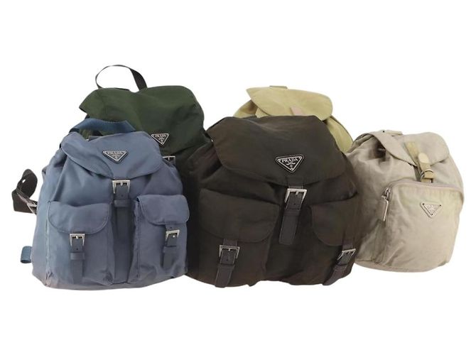 Sac à dos PRADA Nylon 5 Set Vert Beige Bleu Auth 174972