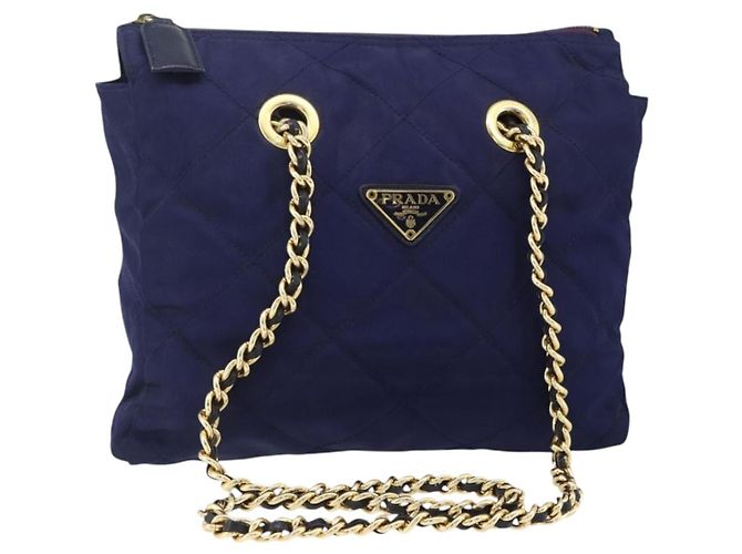 PRADA Borsa a Spalla con Catena Nylon Viola Oro Auth yk20261 D'oro Porpora
