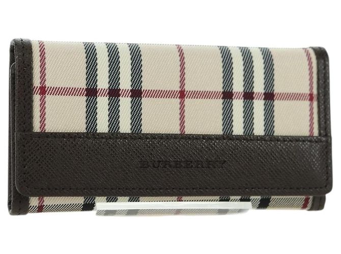 BURBERRY Nova Check Key Case Canvas Beige Brown Auth am11325V