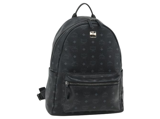 MCM Vicetos Logogram Rucksack PVC Schwarz Silber Auth ka3959A