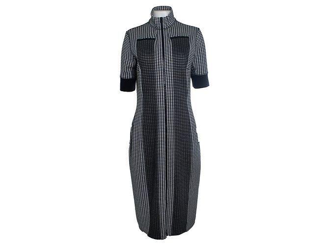 Proenza Schouler PSWL, karierter Midikleid Schwarz Weiß
