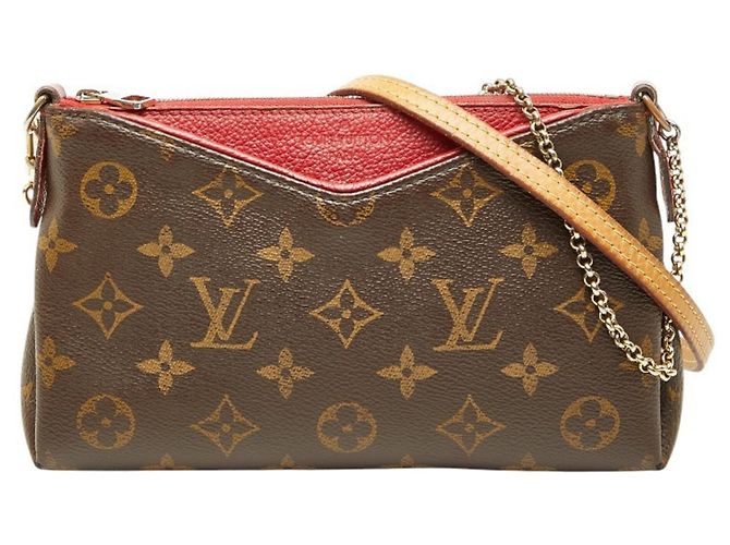 Borsa a tracolla Pallas Monogram Louis Vuitton Marrone Rosso Fuschia