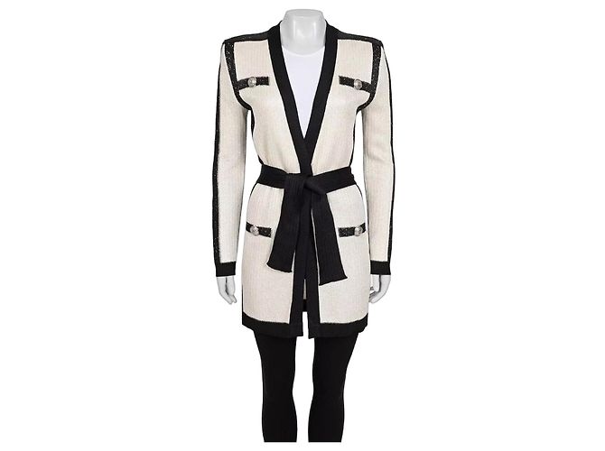 NWOT Balmain weißer langer Cardigan mit Gürtel - EU36/S gebraucht