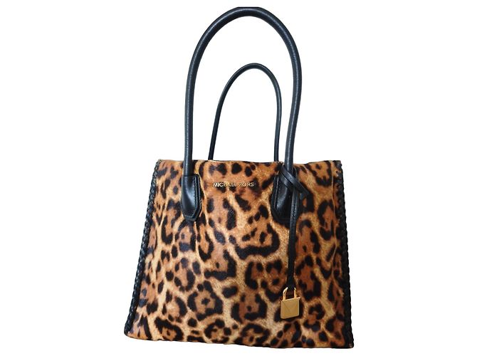 Borsa Michael Kors Mercer Leopardata in Pelo di Vitello Multicolore