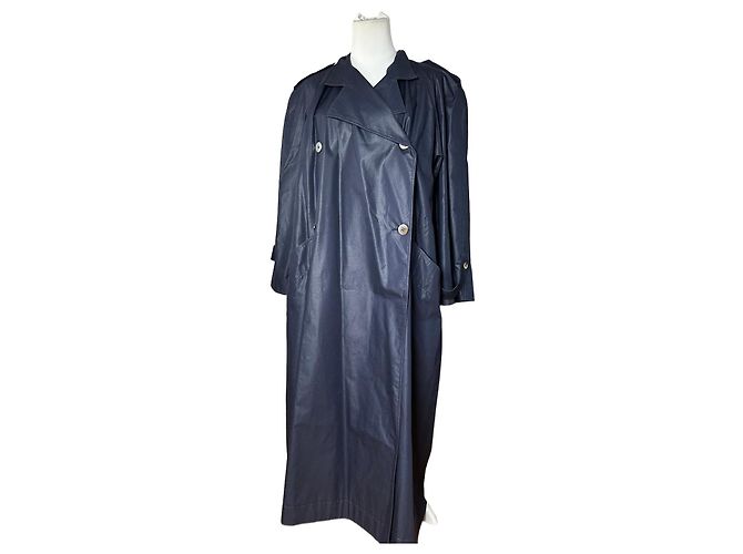 Vintage Chloé Single Breasted Trench Coat Navy L Navy blue