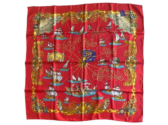 Hermès Lenço de seda Voiles de lumière Vermelho