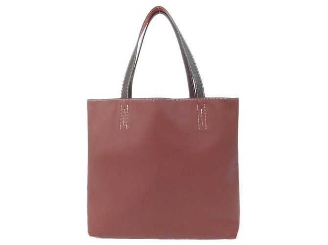 Sac à main Hermès Double Sens Quadri 45 cm Marron Rouge Prune Damier ebène