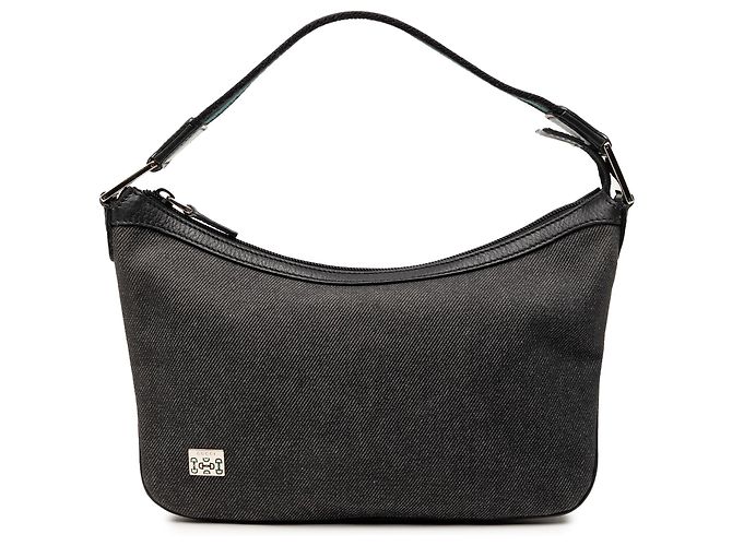 Borsa a Spalla in Denim Nero Gucci con Web