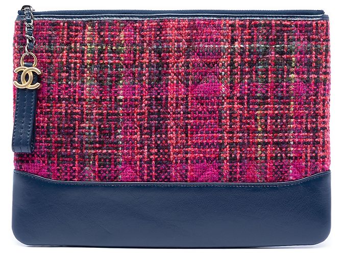 Chanel Pink Medium Tweed Gabrielle O Clutch