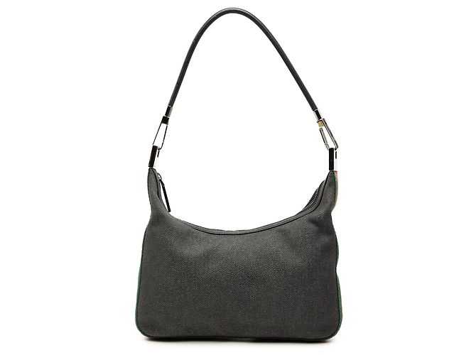 Borsa a Spalla in Denim Nero Gucci con Web