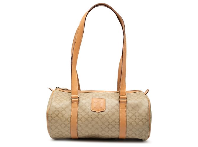 Céline Celine Beige Macadam Coated Canvas Shoulder Bag