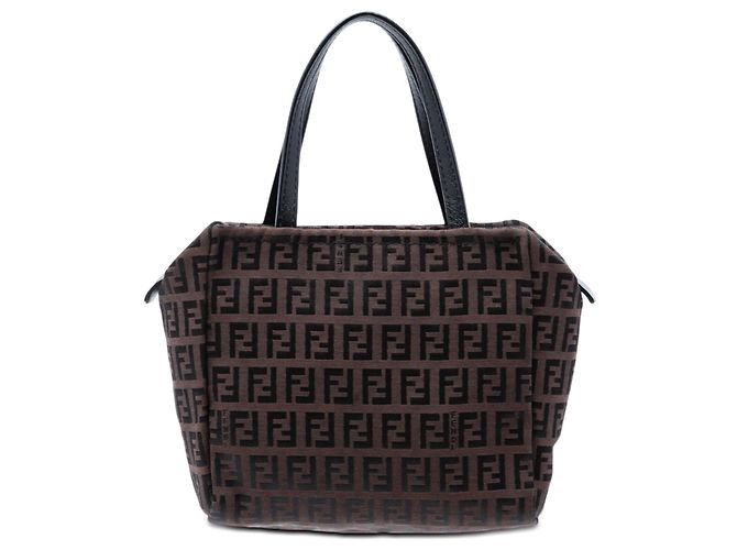 Fendi Braune Mini Zucchino Canvas Handtasche Dunkelbraun