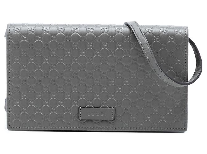 Carteira Gucci Microguccissima cinza com alça Marrom