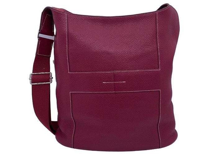 Bolsa transversal Hermès de couro vermelho