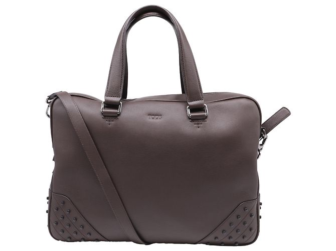 Borsa a tracolla con borchie Tod's in pelle marrone Rosso