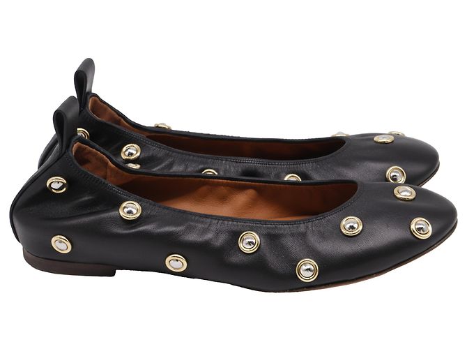 Lanvin Ballerinas mit Nieten aus schwarzem Leder