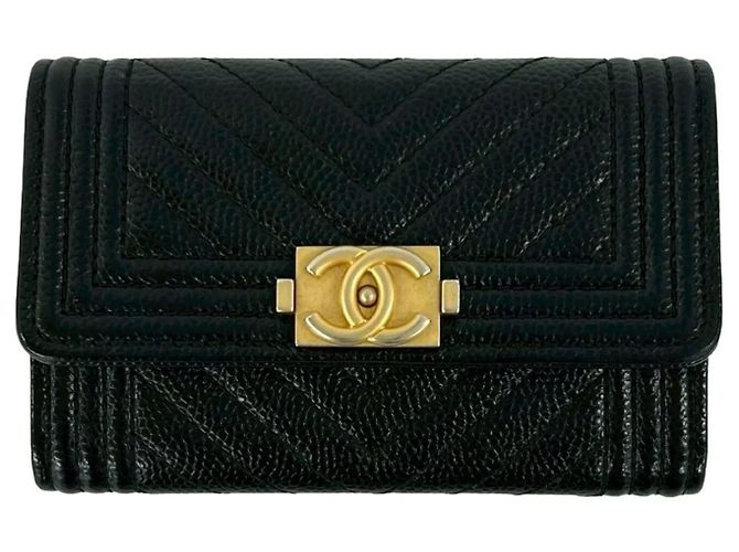 Tarjetero V-stitch Boy de Chanel Negro