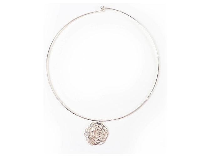 Collana Choker Logo Camelia 925 di Chanel Argento