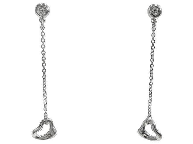 Tiffany & Co. Open Heart Diamant Ohrringe Silber