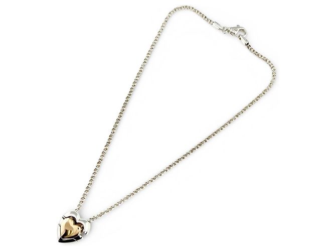 Tiffany & Co Collana Puzzle Doppio Cuore Vintage Tiffany Argento D'oro