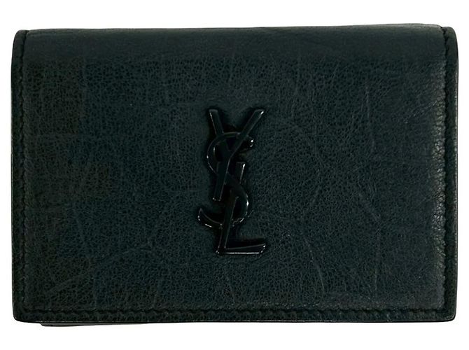 Saint Laurent Black Leather Tri-fold Mini Wallet