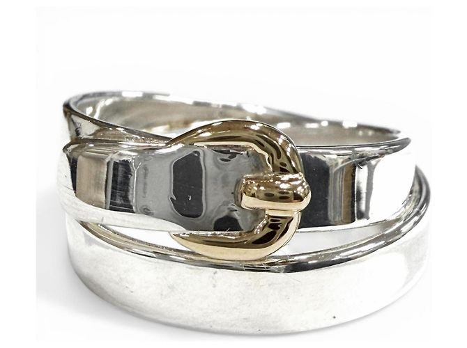 Hermès HERMES Double True Ring Silvery Golden 