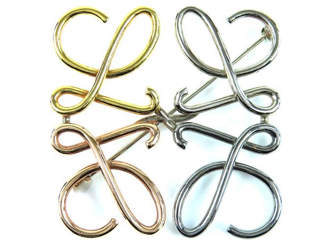 Loewe Anagramm Brosche Gold Silber Bronze Golden Metallisch