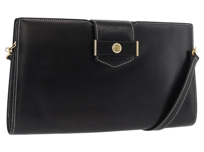 Borsa a Spalla Christian Dior in Pelle Nera e Oro Auth ka3883 Nero D'oro