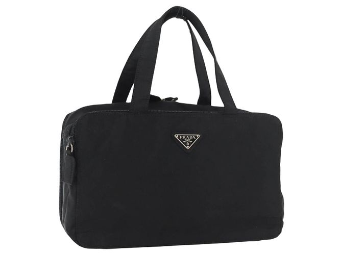 PRADA Borsa a mano in nylon nero argento Auth 175269