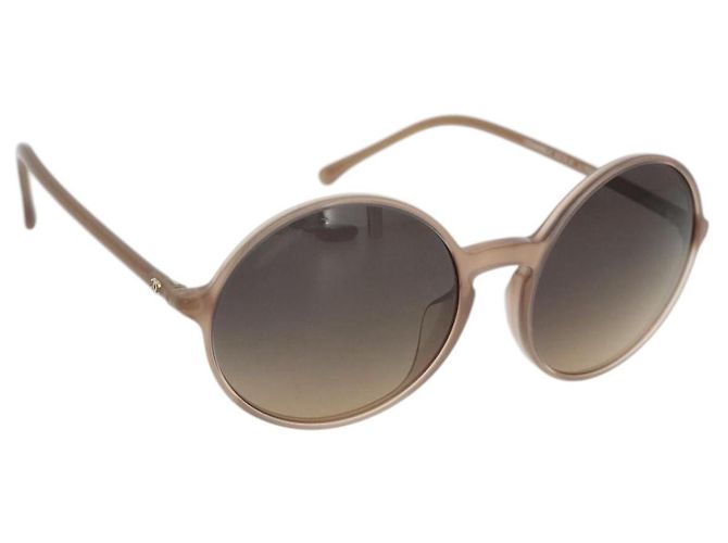 Gafas de sol CHANEL COCO Mark de plástico Beige CC Auth 176077A