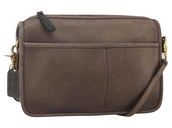 Coach Borsa a Spalla in Pelle Marrone Oro Auth 167197 D'oro