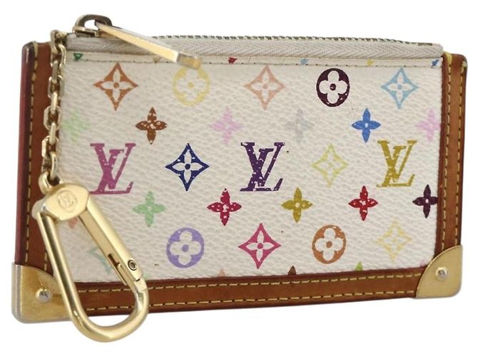 LOUIS VUITTON Monogram Multicolor Pochette Cles Purse White M92655 Auth 175987