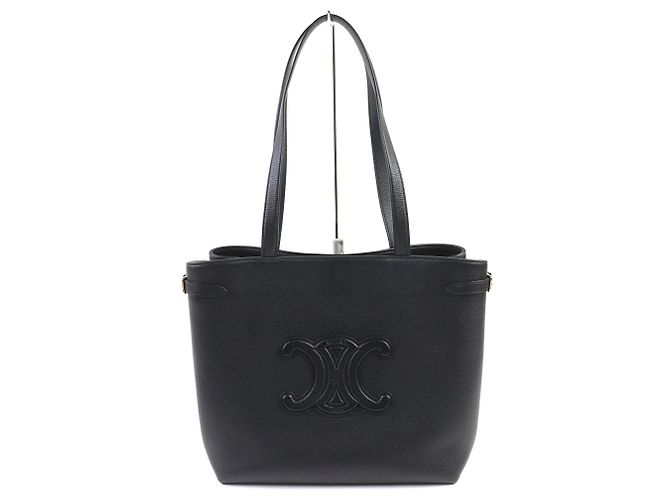 Céline Celine Anais Triomphe Mittelgroße Leder-Tote Schwarz