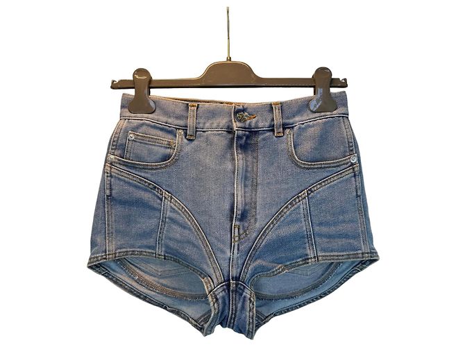Shorts de denim azul Thierry Mugler